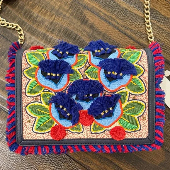 RARE Tory Burch Colorful Floral Embroidered Crossbody Bag - Picture 2 of 16